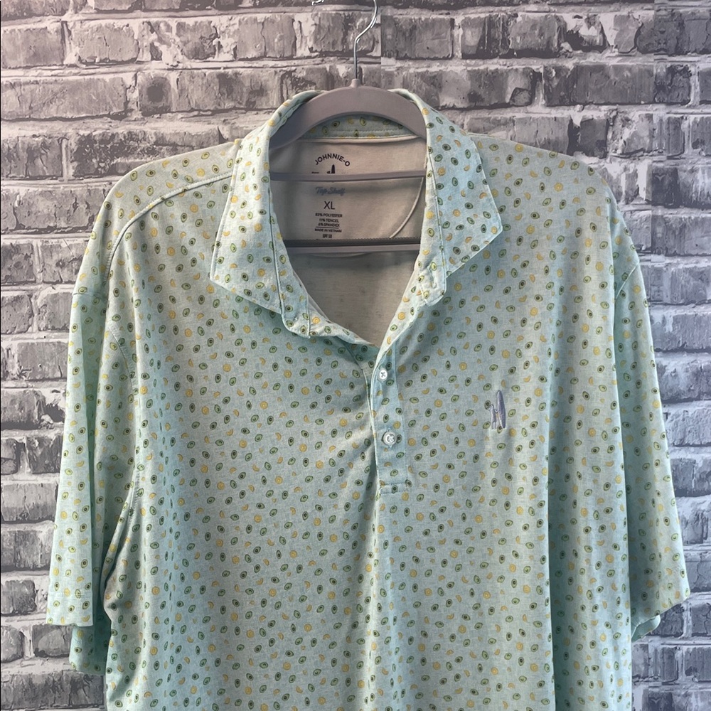 johnnie-O Mint Green Polo with Yellow‎ Pattern